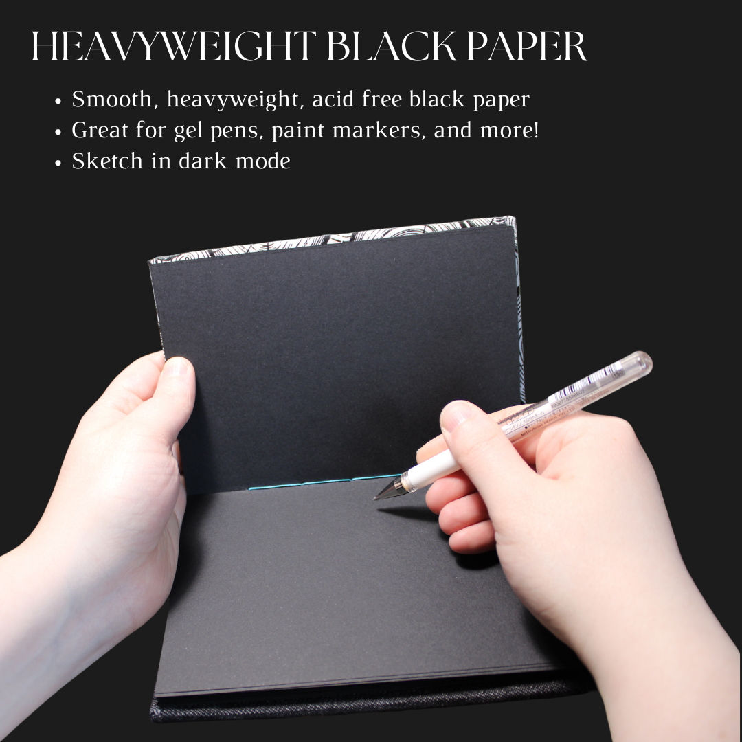 Black and White Log Dime Black Paper Sketchbook