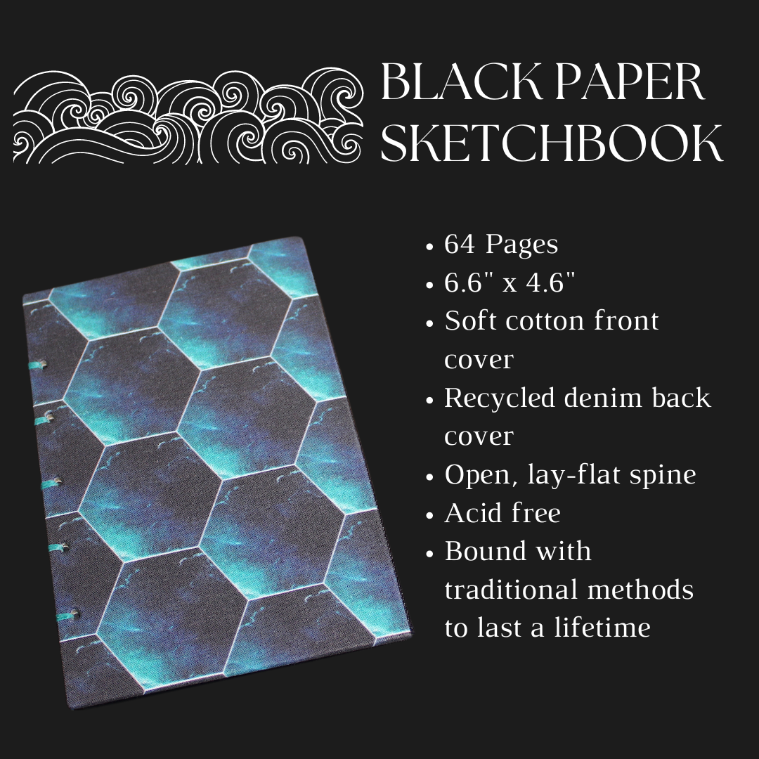 Marbled Ocean Black Paper Sketchbook