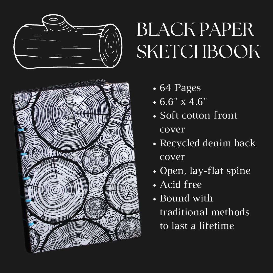 Black and White Log Dime Black Paper Sketchbook