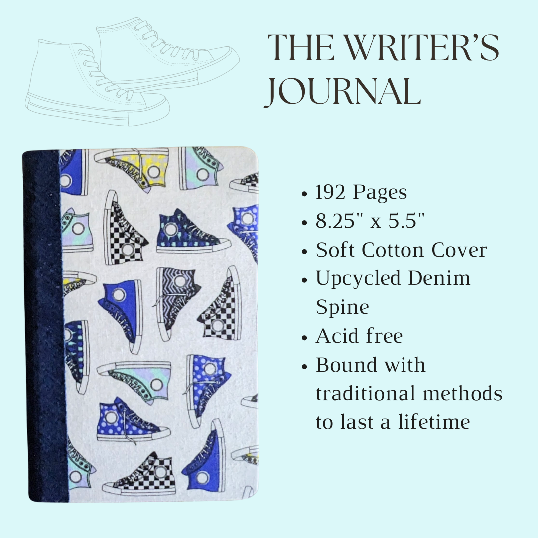 Blue and White Canvas Shoe Writer's Journal